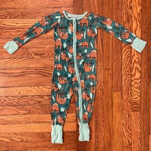 Little Sleepies Sloth Print Footies - Green